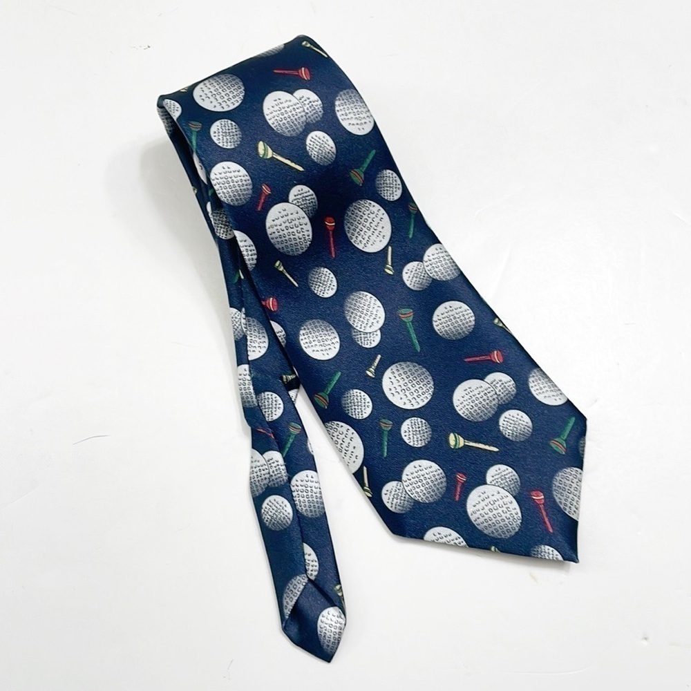 Golf print 100% polyester wide tie